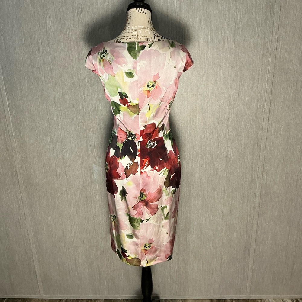 St. John Floral Midi Dress in Pink and Green Size 6 - Picture 5 of 11
